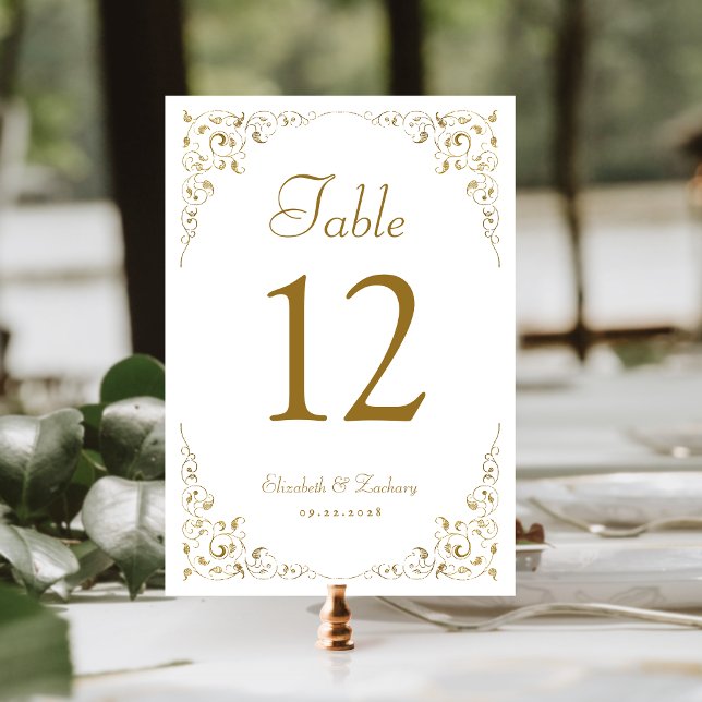 Numeração De Mesa Casamento Botânico Dourado Elegante (Criador carregado)