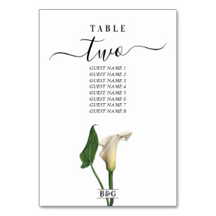 Numeração De Mesa Casamento Botânico Elegante Calla Lily Green