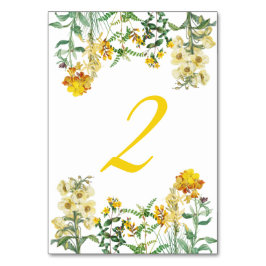 Numeração De Mesa Casamento Botânico Floral Amarelo Vintage