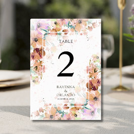 Numeração De Mesa Casamento Botânico Floral de Romance em Tons Terro