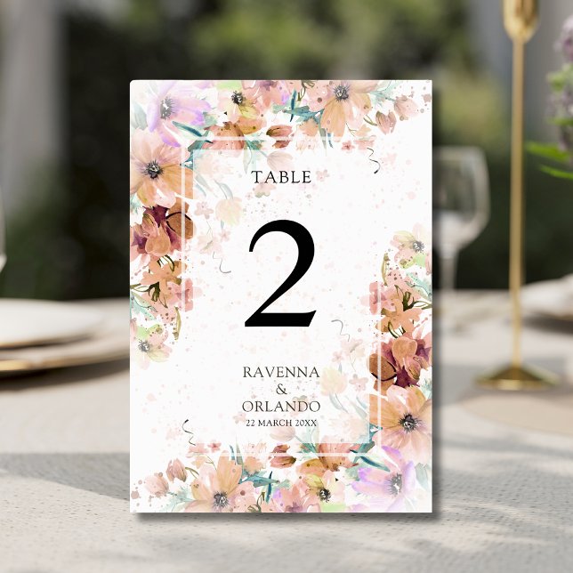Numeração De Mesa Casamento Botânico Floral de Romance em Tons Terro (Criador carregado)