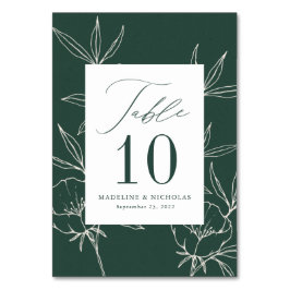 Numeração De Mesa Casamento Botânico Floral Moderno Verde Escuro e C