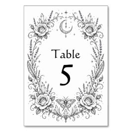 Numeração De Mesa Casamento Botânico Gótico Preto e Branco
