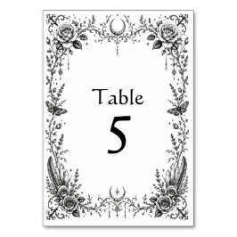 Numeração De Mesa Casamento Botânico Gótico Preto e Branco