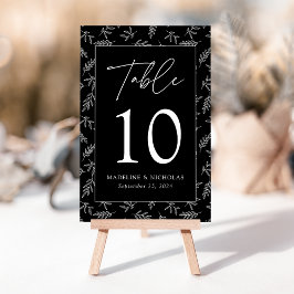 Numeração De Mesa Casamento Botânico Minimalista Moderno Preto