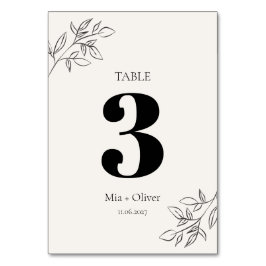Numeração De Mesa Casamento Botânico Minimalista Negro e Creme