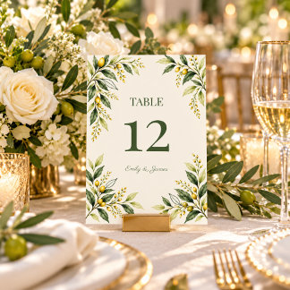 Numeração De Mesa Casamento Botânico Moderno em Verde Cítrico