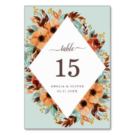 Numeração De Mesa Casamento Botânico Rustic Mint Green Watercolor