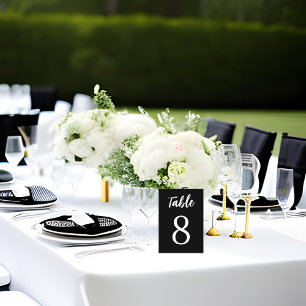 Numeração De Mesa Casamento Branca Branca de Matte Negra Simples Mod