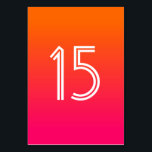 Numeração De Mesa Casamento Branco Brilhante Laranja e Rosa Quente<br><div class="desc">O plano de fundo apresenta um bonito cor-de-rosa brilhante e quente e uma cor de laranja tangerina ou um gradiente. Personalize os estilos de fonte modernos para seus números de tabela de casamento. Você pode excluir o número da tabela de um lado se preferir listar os nomes dos seus convidados....</div>