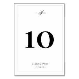 Numeração De Mesa Casamento Branco De Monograma Simples Elegante