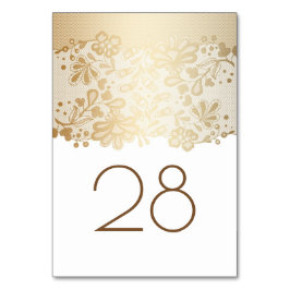 Numeração De Mesa Casamento Branco Dourado com rendas florais