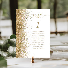 Numeração De Mesa Casamento branco e Dourado com brilho