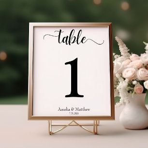 Numeração De Mesa Casamento Branco e Negro Mínimo Moderno