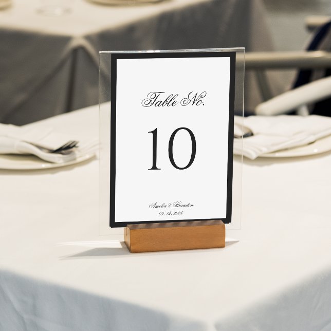 Numeração De Mesa Casamento Branco e Preto do Script Clássico Formal (Criador carregado)