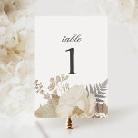 Numeração De Mesa Casamento Branco Floral Terrestre Elegante<br><div class="desc">Esta bela placa de número da mesa de casamento mostra uma borda de flores bonito em tons neutros sutis com tipografia clássica. O cartão é o mesmo em ambos os lados. Usar portadores de cartão de varejistas de restauração ou fornecedores de peças... OU você pode comprar quadros de fotos elegantes...</div>