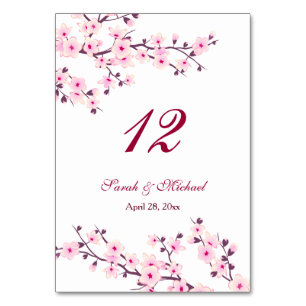 Numeração De Mesa Casamento Branco Rosa-Rosa-Cerejeira