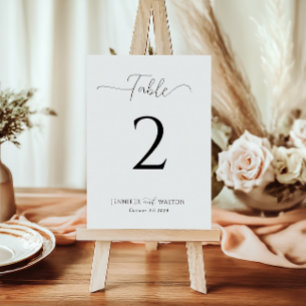 Numeração De Mesa Casamento branco simples e elegante