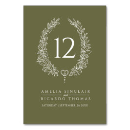 Numeração De Mesa Casamento branco verde-oliva