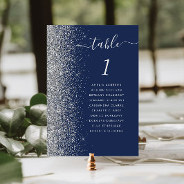 Numeração De Mesa Casamento Brilho Azul Marinho Prata