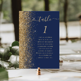 Numeração De Mesa Casamento Brilho Dourado Azul Marinho