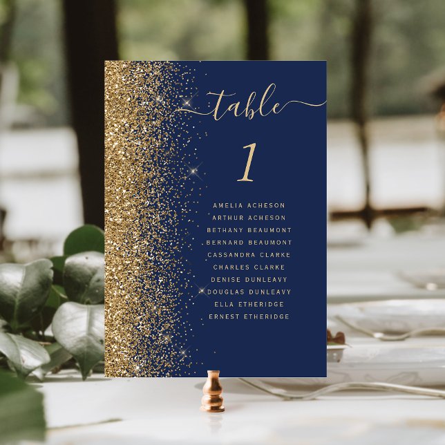 Numeração De Mesa Casamento Brilho Dourado Azul Marinho (Criador carregado)