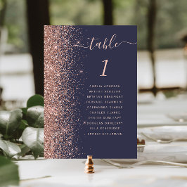Numeração De Mesa Casamento Brilho Dourado Rosa Azul Escuro