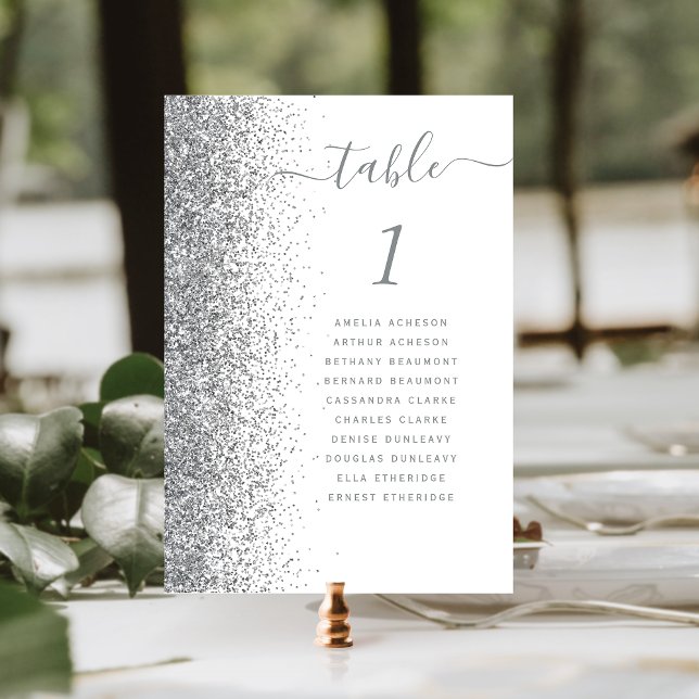 Numeração De Mesa Casamento Brilho Prata Branco (Criador carregado)