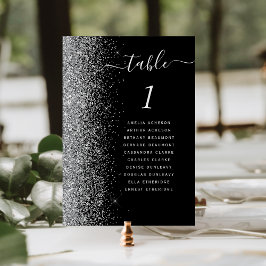 Numeração De Mesa Casamento Brilho Prata Preto