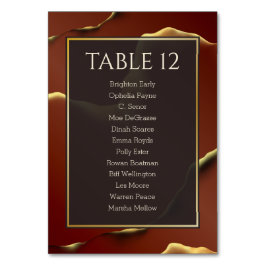 Numeração De Mesa Casamento 🤵 Burgundy Dourado Elegant Inky Abstrat