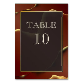 Numeração De Mesa Casamento 🤵 Burgundy Dourado Elegant Inky Abstrat