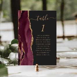 Numeração De Mesa Casamento Burgundy Gold Ágata Escuro