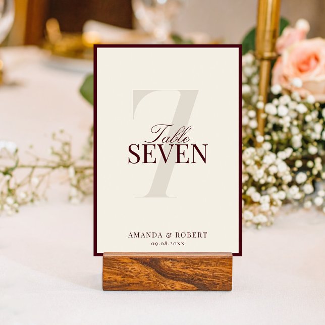 Numeração De Mesa Casamento Burgundy Sofisticado de Dinheiro Antigo (Criador carregado)