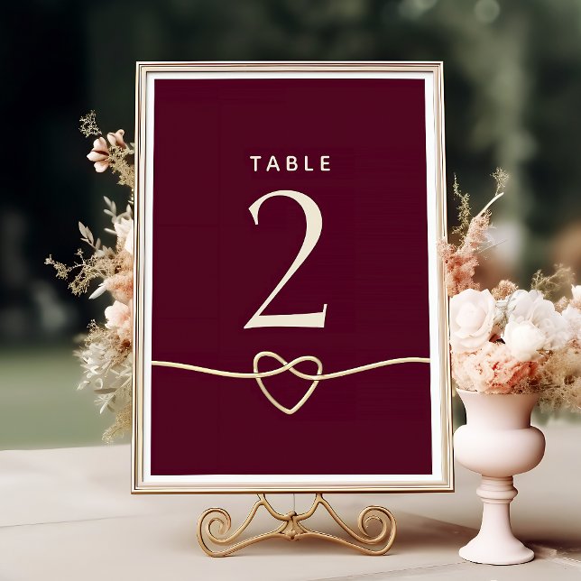 Numeração De Mesa Casamento Burgundy Vermelho Romântico (Criador carregado)