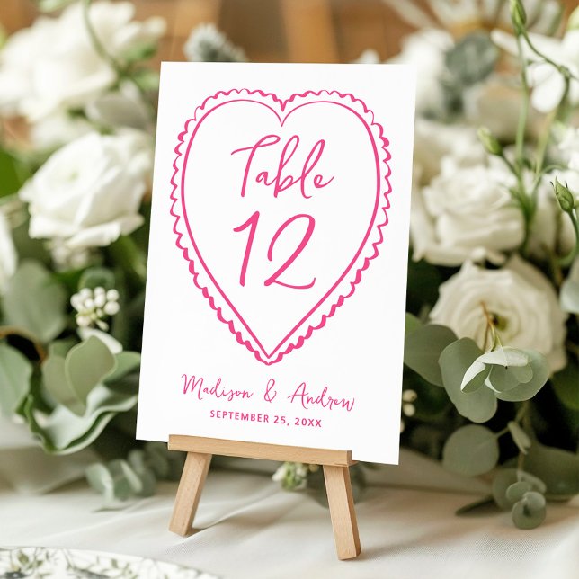 Numeração De Mesa Casamento Caprichoso com Coração Rosa (Criador carregado)