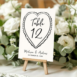 Numeração De Mesa Casamento Caprichoso Coração Preto