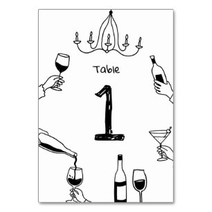 Numeração De Mesa Casamento Caprichoso Moderno Vinho de Rabisco De