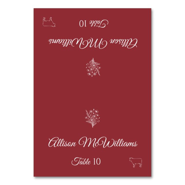 Numeração De Mesa Casamento Carteira de Localidade-Flor Selvagem-Car (Frente)