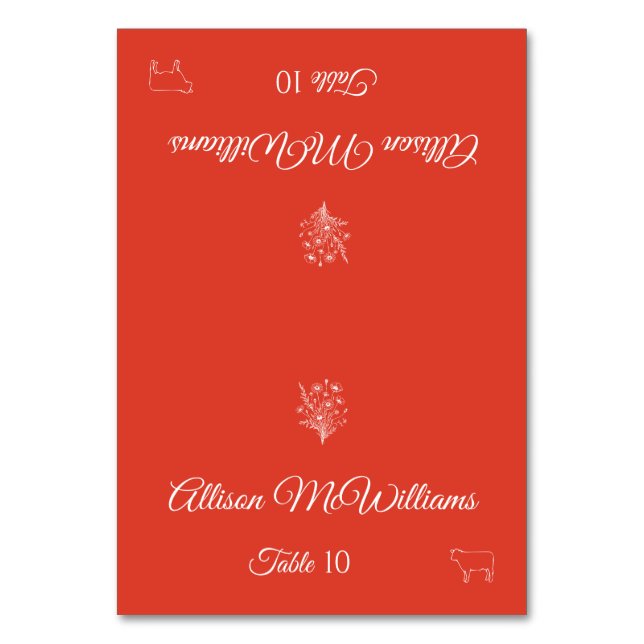 Numeração De Mesa Casamento Carteira de Localidade-Flor Selvagem-Car (Frente)