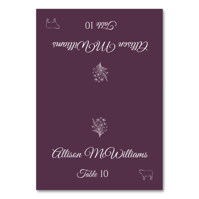 Numeração De Mesa Casamento Carteira de Localidade-Flor Selvagem-Car (Frente)