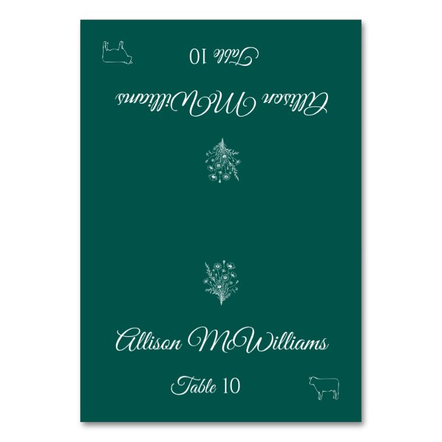 Numeração De Mesa Casamento Carteira de Localidade-Flor Selvagem-Car (Frente)