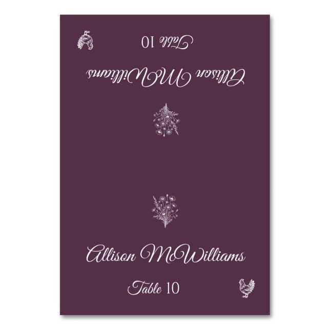 Numeração De Mesa Casamento Carteira-Flores-Aves-Mesa (Frente)