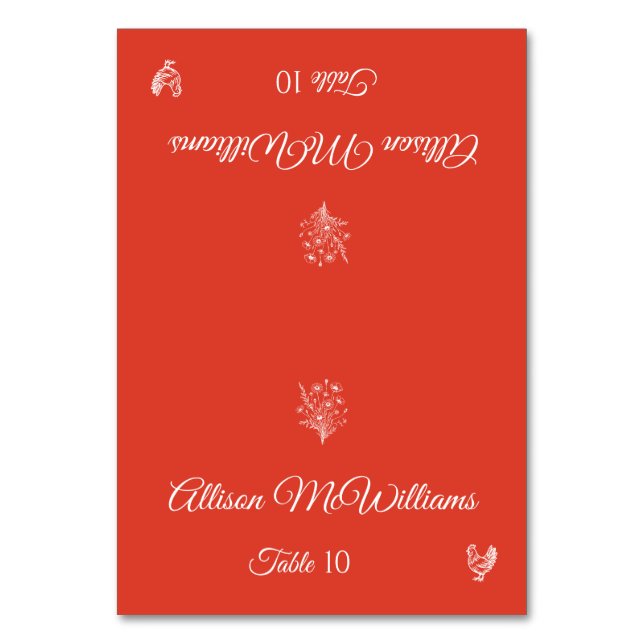 Numeração De Mesa Casamento Carteira-Flores-Aves-Mesa (Frente)