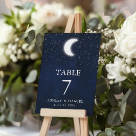 Numeração De Mesa Casamento Celestial Aquarela Azul Céu Azul Lua