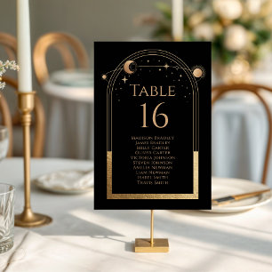 Numeração De Mesa Casamento Celestial Personalizado em Preto e Doura