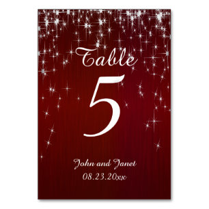 Numeração De Mesa Casamento Charming Star Struck   Vermelho Borgonha