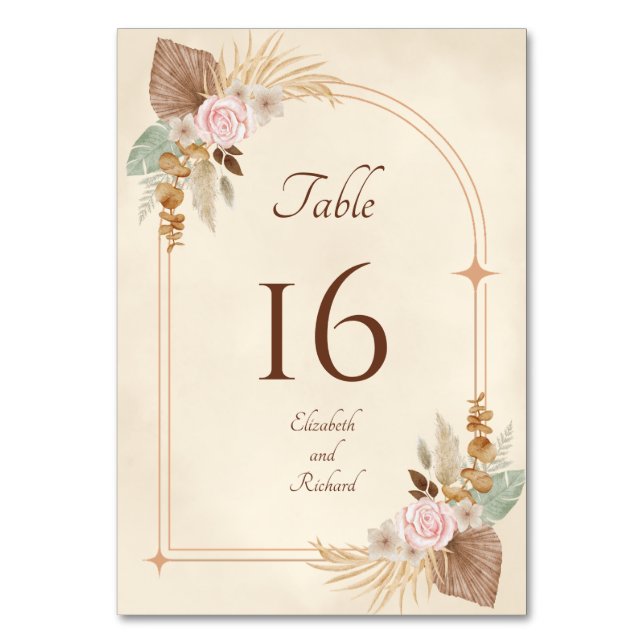 Numeração De Mesa Casamento Chic Boêmio Elegante (Frente)