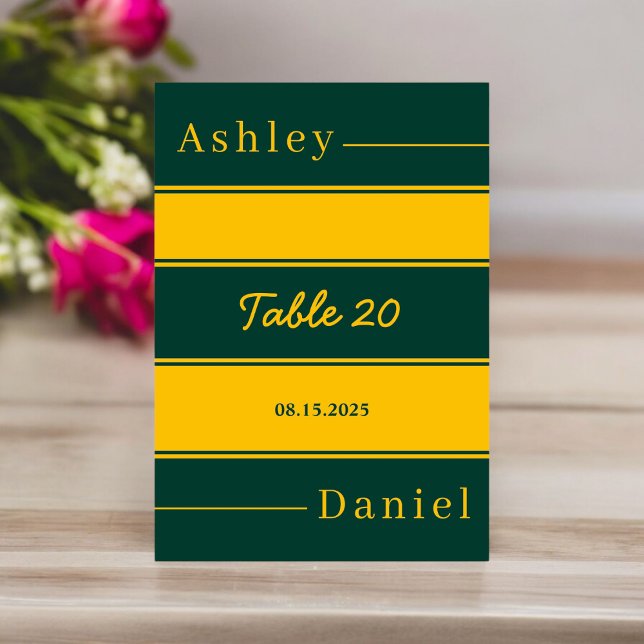 Numeração De Mesa Casamento Chic De Dourada E Verde De Luxo Elegante (Criador carregado)