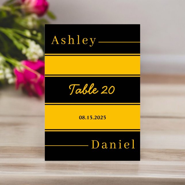 Numeração De Mesa Casamento Chic Dourado E Preto De Luxo Elegante (Criador carregado)