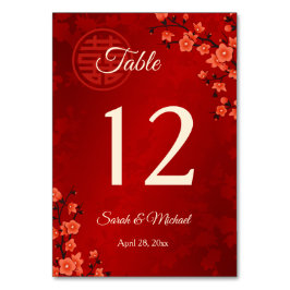 Numeração De Mesa Casamento Chinês de Flor de Cereja Vermelha